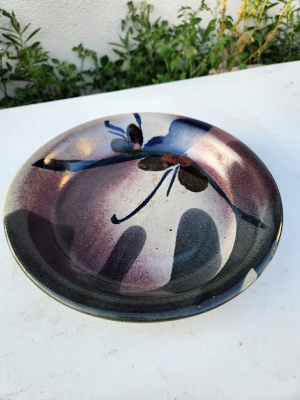 Vintage John Freimarck Studio Art Pottery Butterfly Bowl Signed Mid-Century Orga